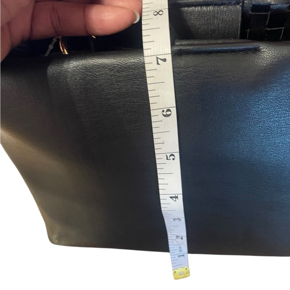 Bebe Black Woven Shoulder Bag 11 X 12” new gold tone strap - Picture 5 of 5